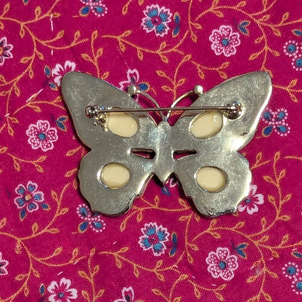 Butterfly Brooch Rhinestone Fairy Festival‎ Pin Costume Boho Gold Statement